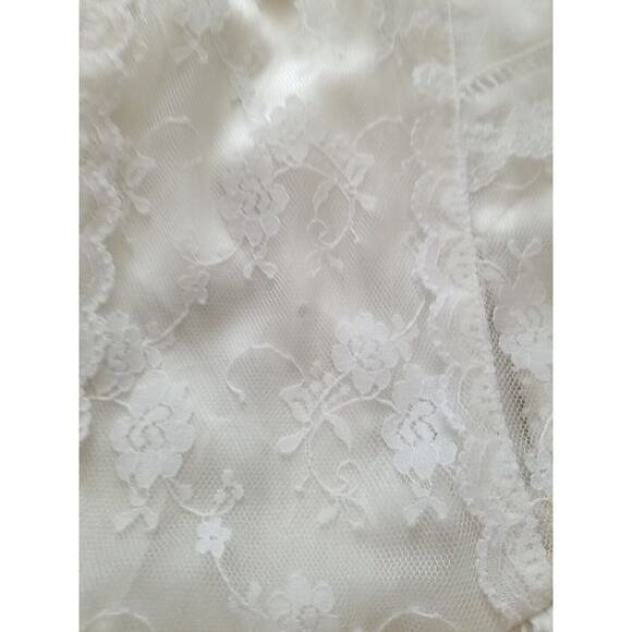 Vintage 90s Jessica McClintock Ivory Lace Floral Dress Girls Size 10 Mock Neck - Picture 12 of 13